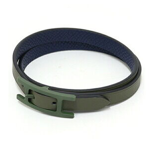 HERMES Blue Leather Charm Bracelet